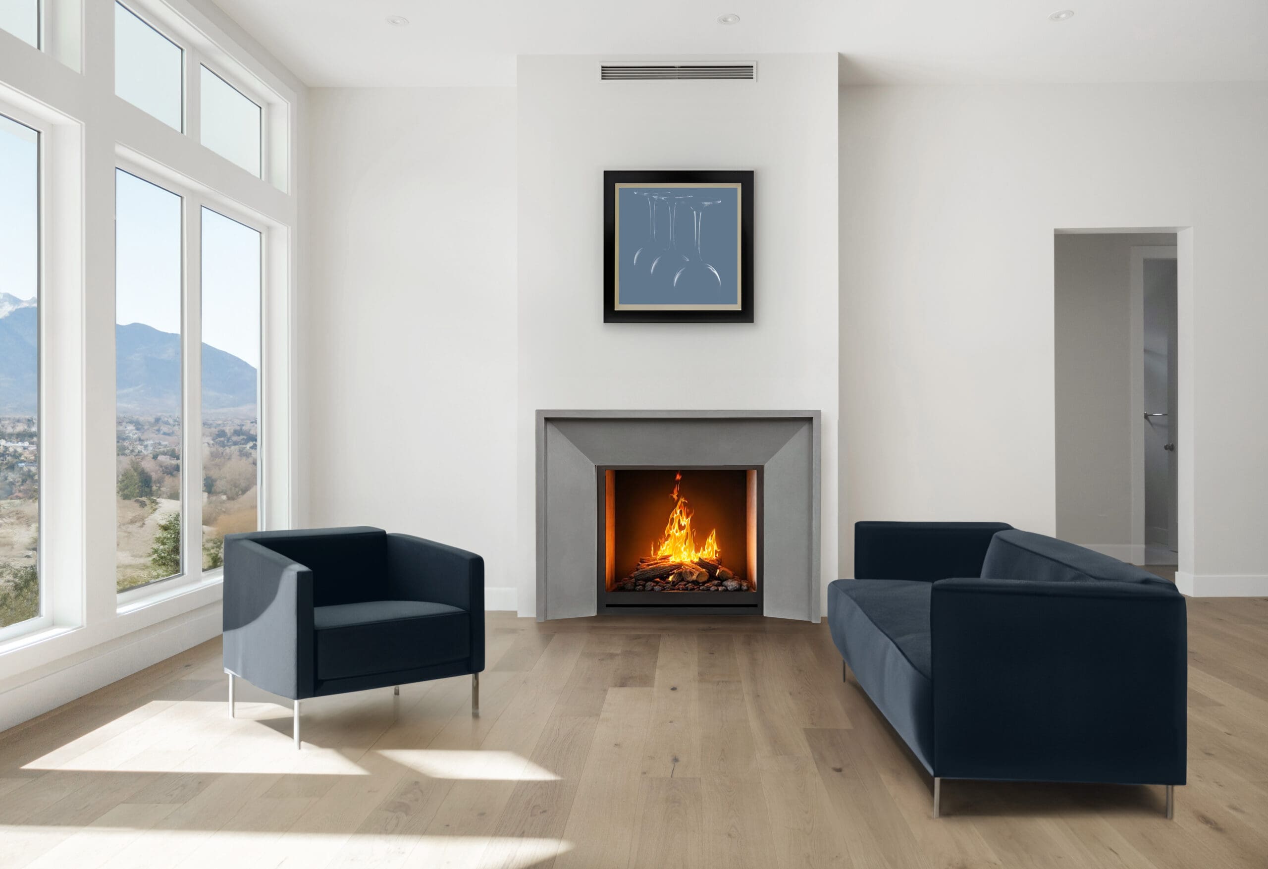 concrete casting for modern fireplace