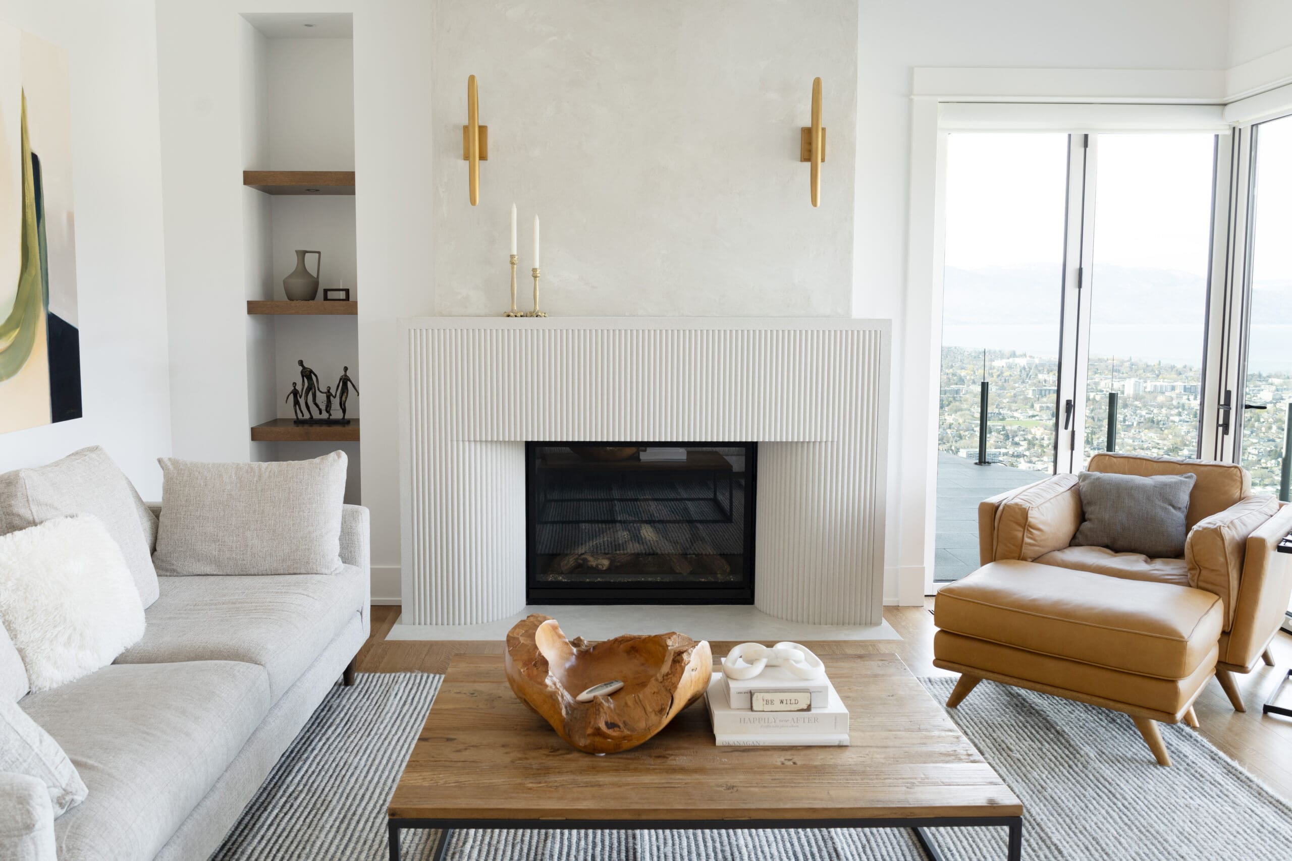 concrete casting for modern fireplace