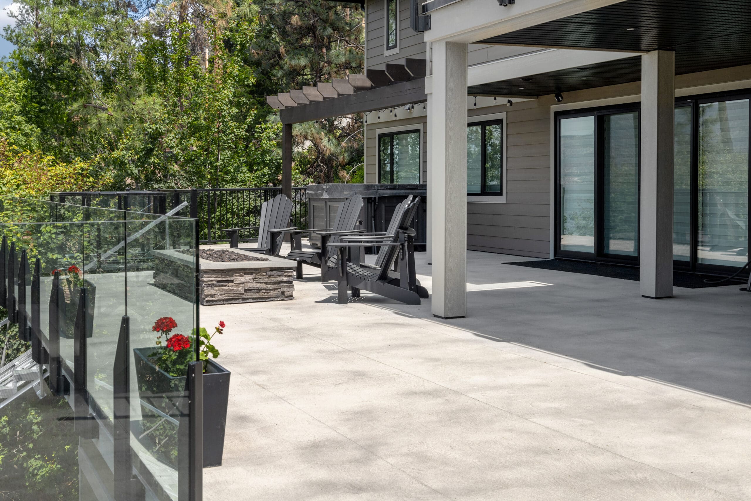 elegant concrete finishes for modern backyard pool deck